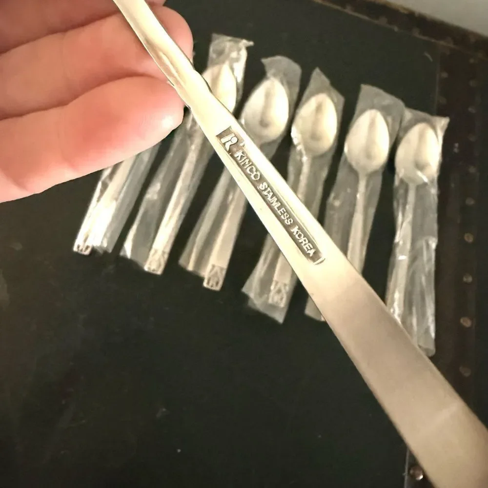 Kimco 8 Vintage Stainless Steel  Flatware Victoria Pattern Japan Teaspoons